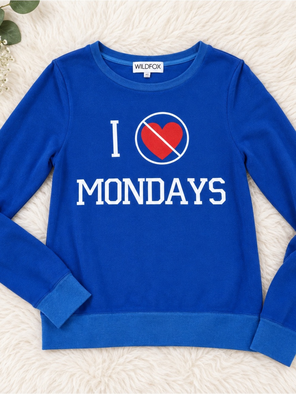 Wildfox I Hate Mondays Graphic Sweatshirt Blue XS Y2K Lounge Pullover